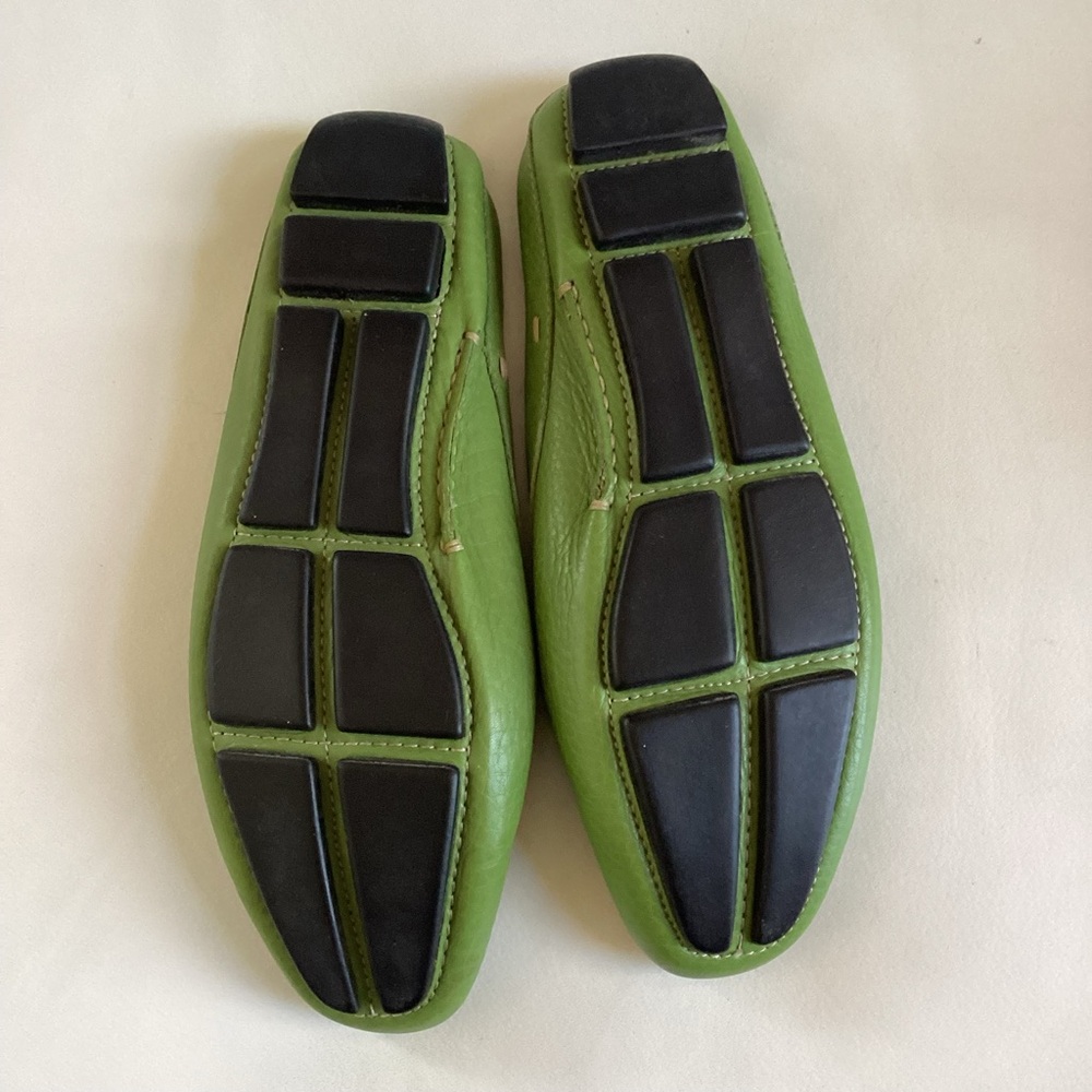 Prada Leather Pistachio Green Silver Plate Logo Mules SZ 6 - Picture 11 of 11